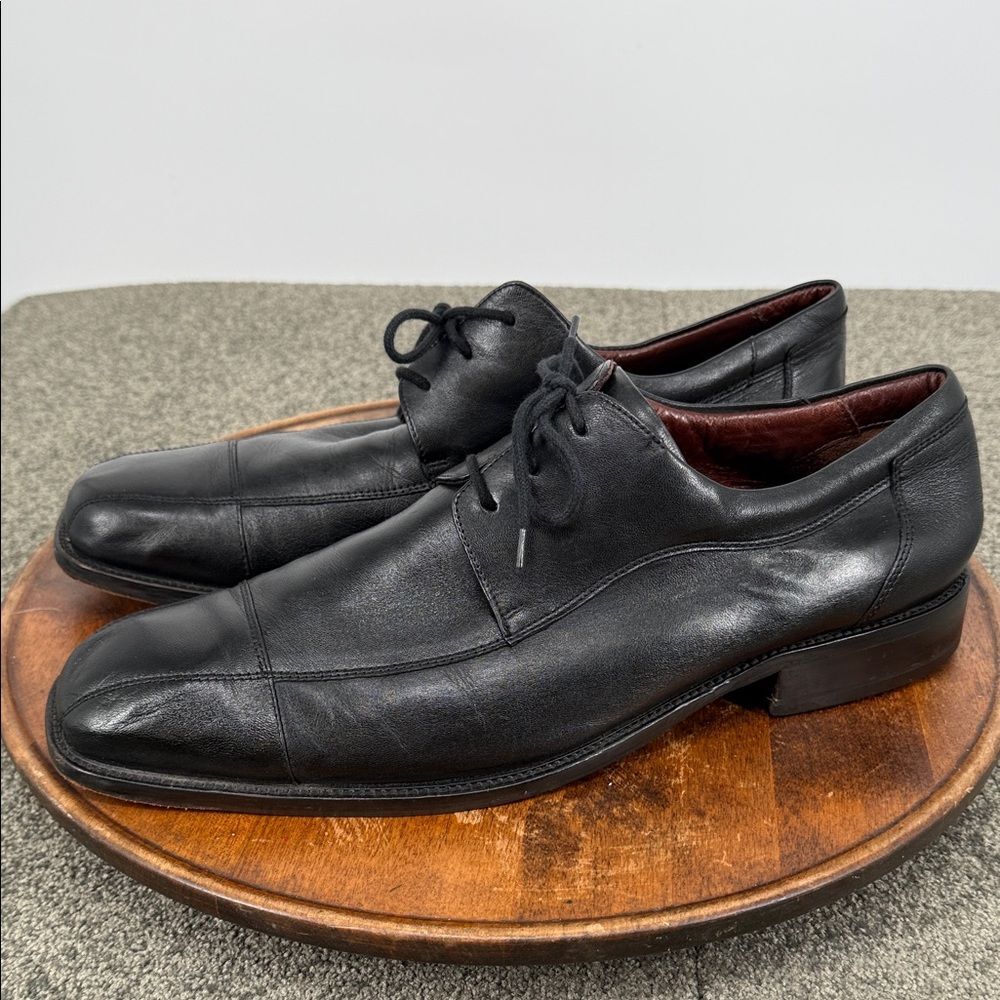 Johnston & Murphy Shoes Mens 14 M Classic Black Leather Lace Up Oxford Loafer